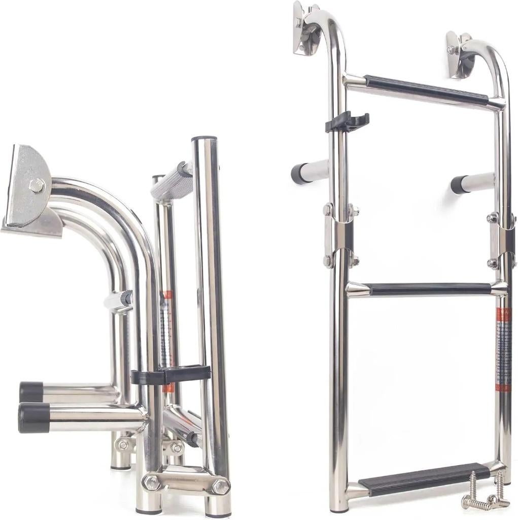 Prachtige RVS bootladder uitvouwbaar met 3 treden