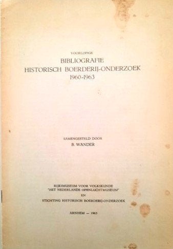 Zeldzaam: Bibliografie Historisch Boerderij-Onderzoek 1960-, Ophalen of Verzenden, Gelezen, Europa