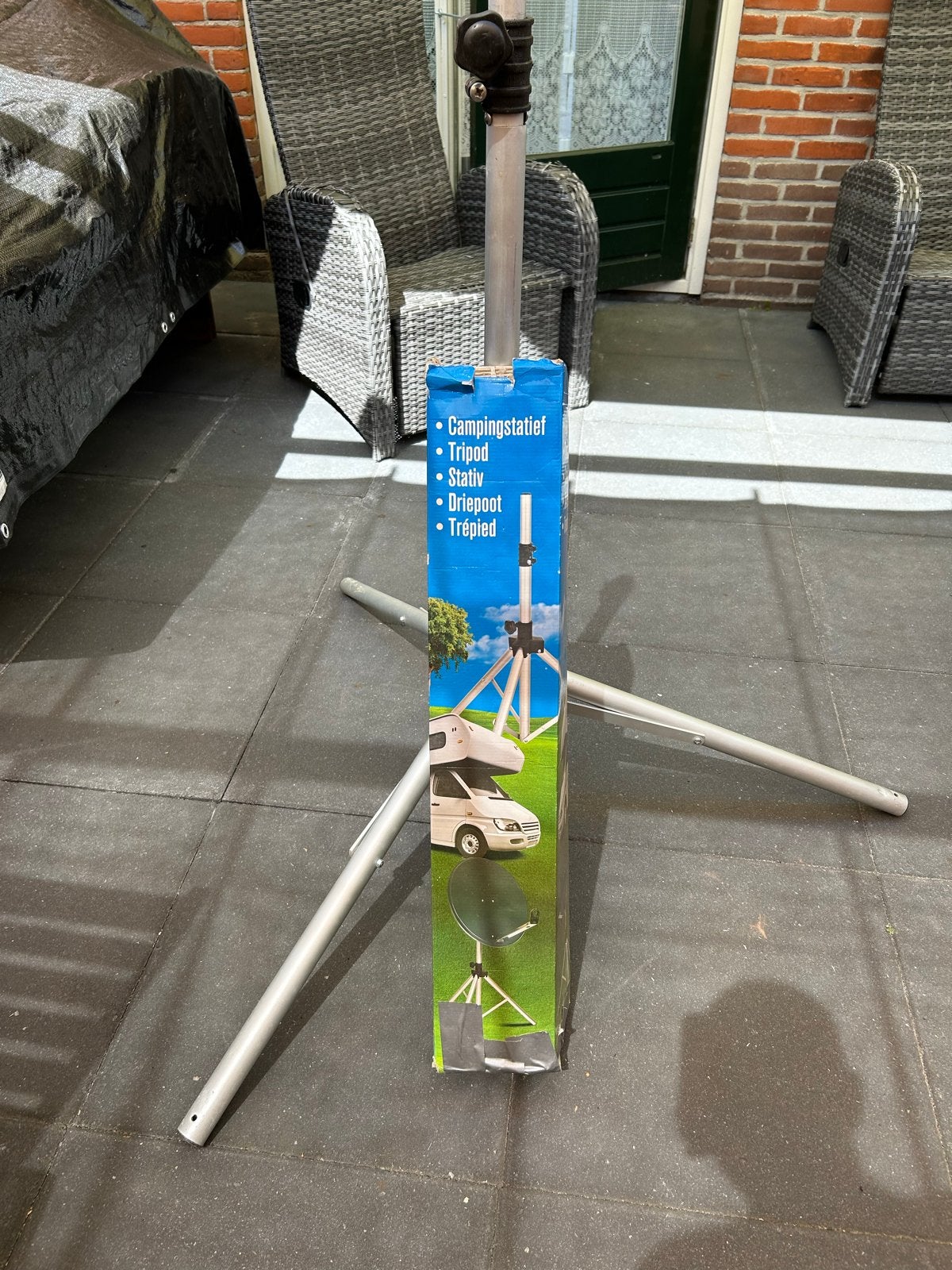 Campingstatief voor  schotelantenne parasol of droogmolen, Caravans en Kamperen, Ophalen, Gebruikt