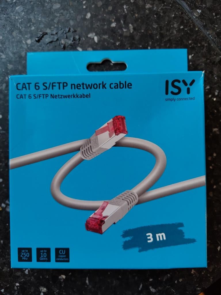 ISY CAT 6 S/FTP Netwerkkabel - 3 meter, Computers en Software, Pc- en Netwerkkabels, Ophalen of Verzenden