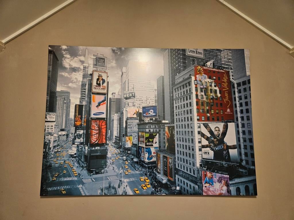 Grote triplex artprint Times Square, Huis en Inrichting, Ophalen