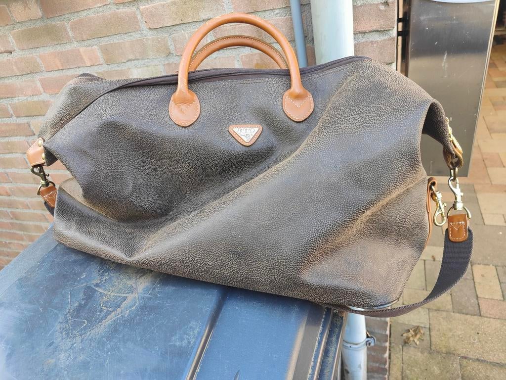 Jump weekendtas - Bruin met leren details, Gebruikt, 20 tot 30 cm, Bruin, Ophalen of Verzenden