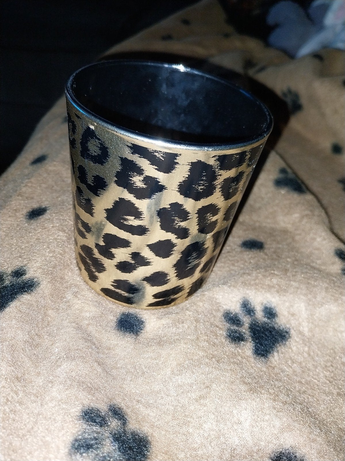 ptmd.Leopard print waxinelichthouder, Huis en Inrichting, Zwart, Ophalen of Verzenden, Zo goed als nieuw, Modern