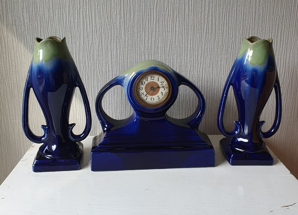 Art deco 3-delige schouwgarnituur Thulin ca 1930, Ophalen of Verzenden