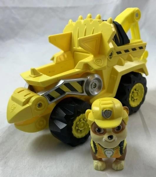 PAW Patrol Dino Rescue Rubble Deluxe Voertuig en figuur Geel