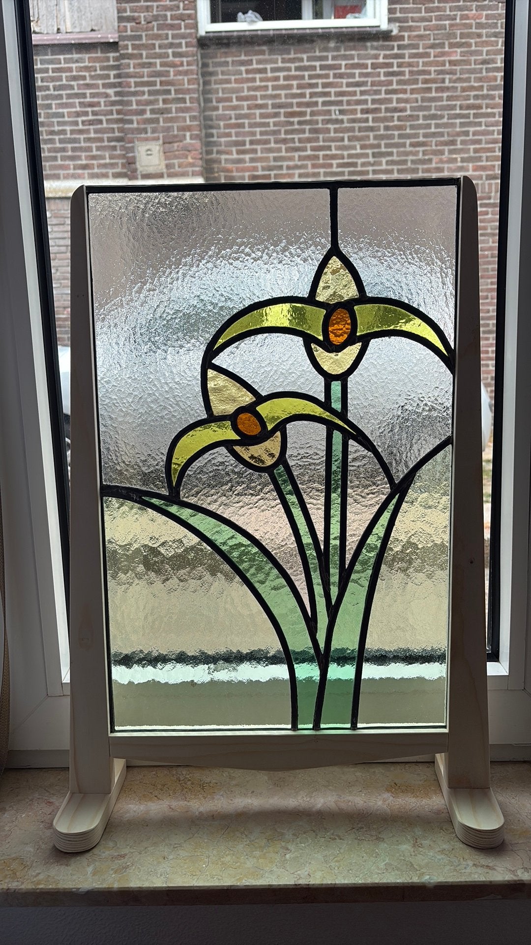 Glas in lood raamdecoratie, Doe-het-zelf en Verbouw, Glas en Ramen, Ophalen, Zo goed als nieuw, Glas in lood, Minder dan 80 cm