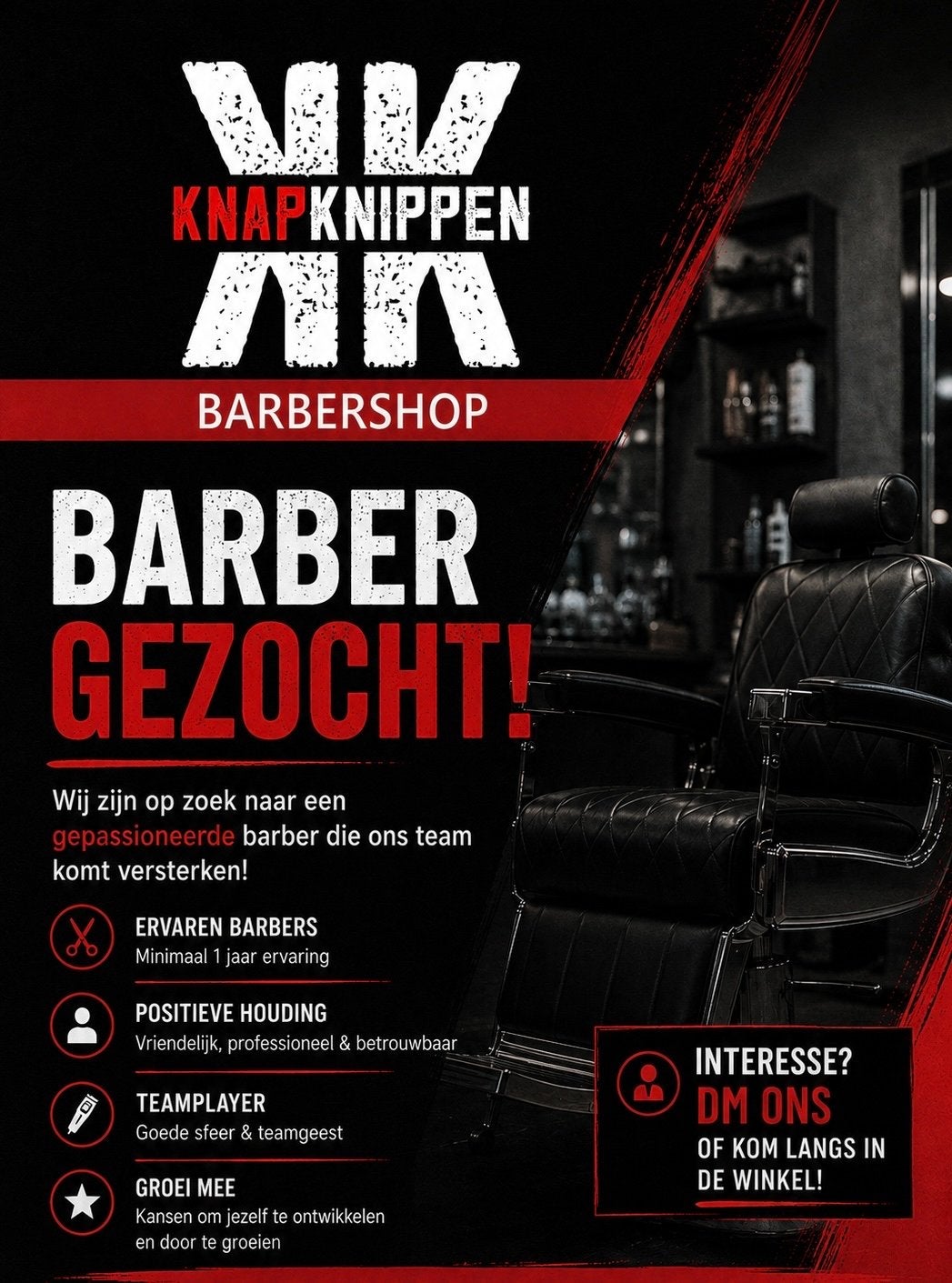 Barber gezocht, 33 - 40 uur, Overige niveaus, Starter, Overige vormen