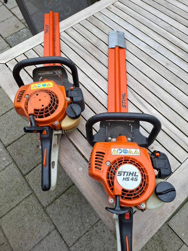 2x Stihl HS 45 heggenschaar in goede conditie, Ophalen, Zo goed als nieuw, Benzine, Stihl