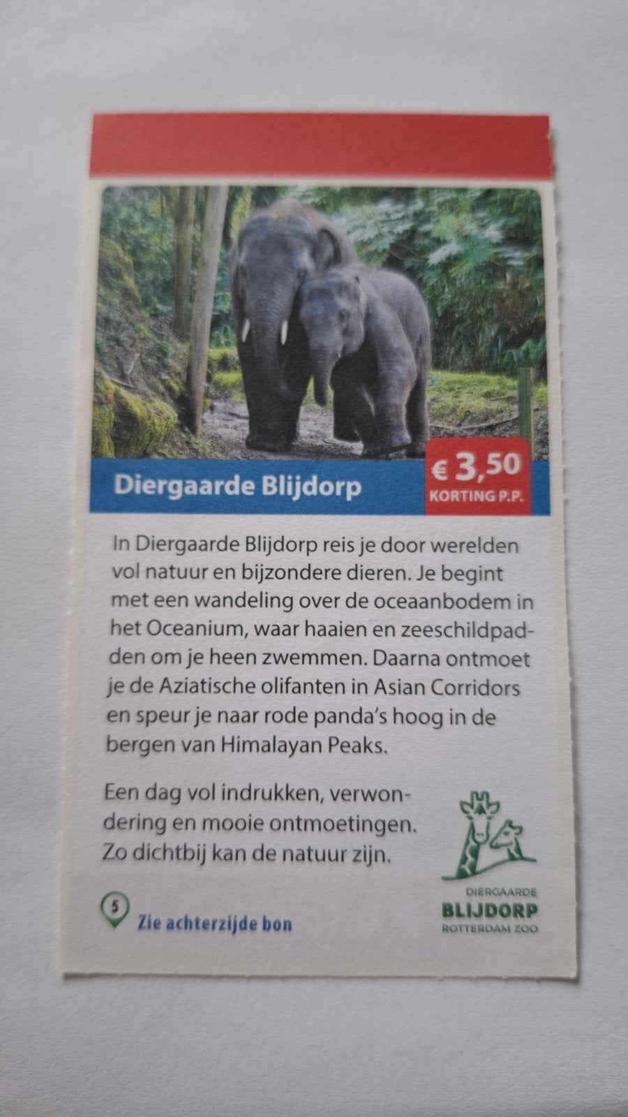 Kortingsbon 3,50 euro korting per pers. Diergaarde Blijdorp, Tickets en Kaartjes, Drie personen of meer, Kortingskaart