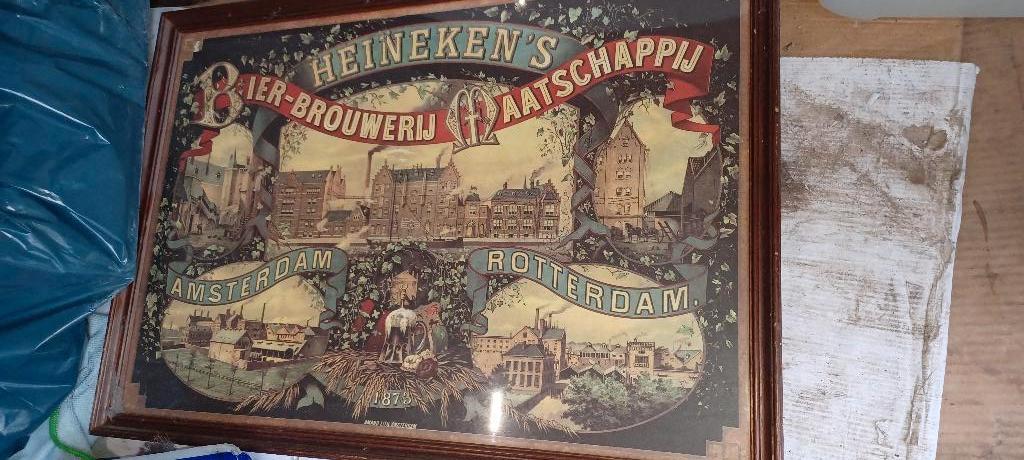Vintage Heineken prent, Ophalen of Verzenden, Gebruikt, Overige typen