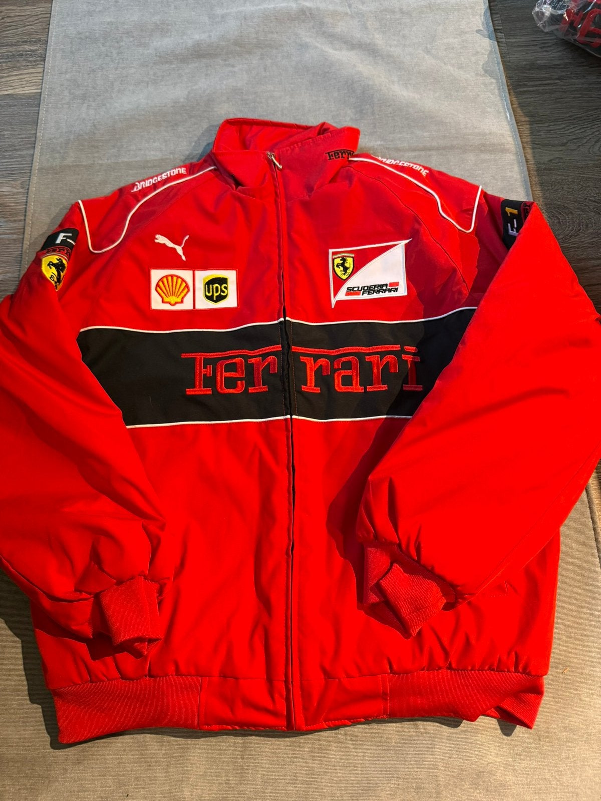 Ferrari Racing jas (maat XL) – vintage stijl rood, Kleding | Heren, Ophalen of Verzenden, Zo goed als nieuw, Maat 56/58 (XL), Rood