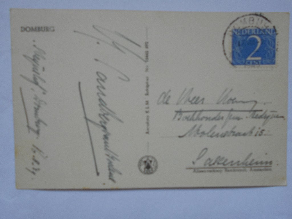 Domburg Zeeland - KLM Foto Copyright luchtfoto rond 1948, Ophalen of Verzenden, 1940 tot 1960, Gelopen, Zeeland
