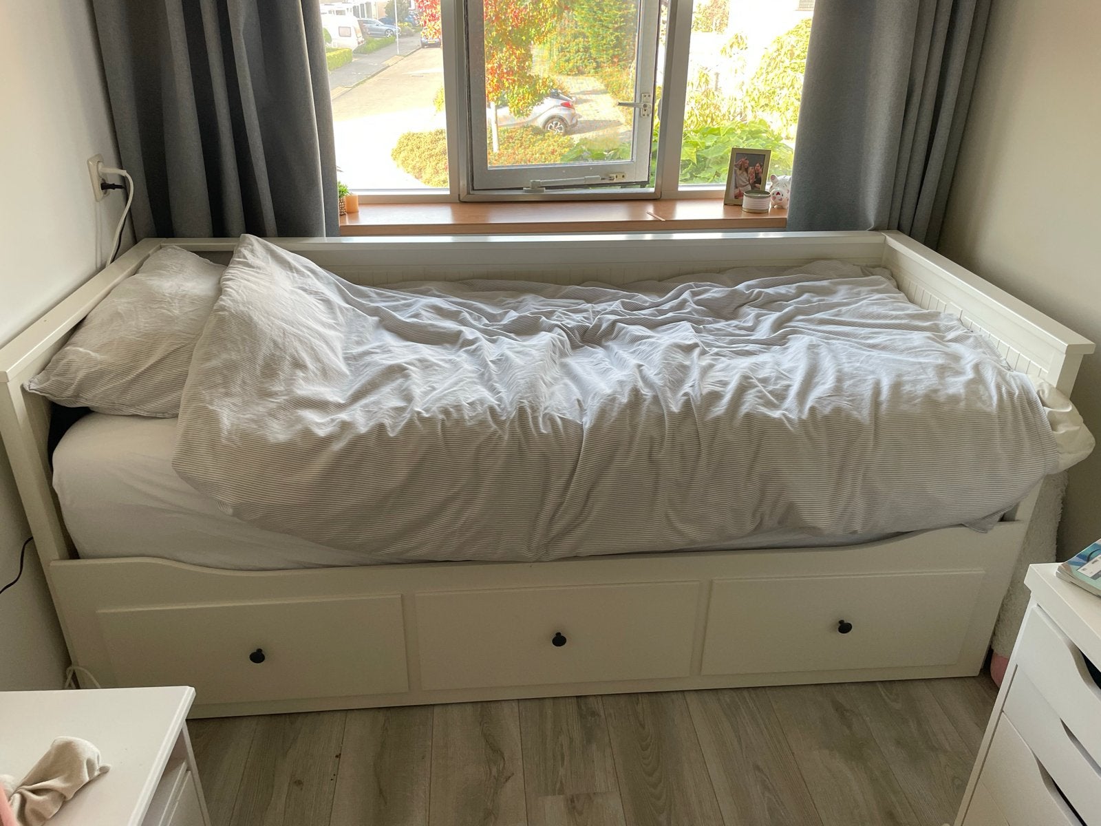 IKEA Hemnes bedbank met 3 lades - Wit, Ophalen, Gebruikt, Eenpersoons, Wit