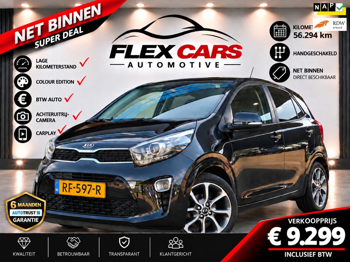 Kia Picanto 1.0 CVVT Colour Edition|Carplay|Achteruitrijcame, Voorwielaandrijving, Dealer onderhouden, Gebruikt, Euro 6
