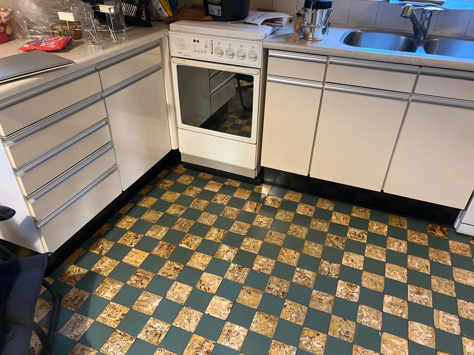 Compacte keuken met oven en spoelbak, Ophalen, Gebruikt, Wit, Enkelwandige keuken