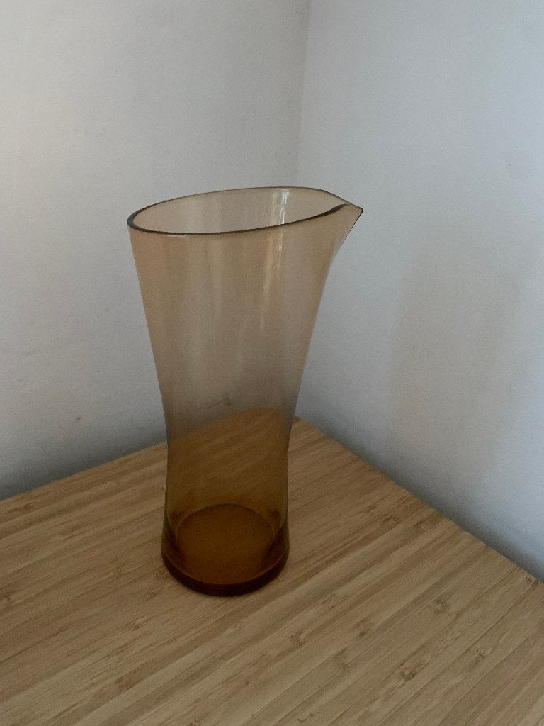Vintage design karaf in amber kleur, Ophalen of Verzenden, Bruin, Glas, Overige typen