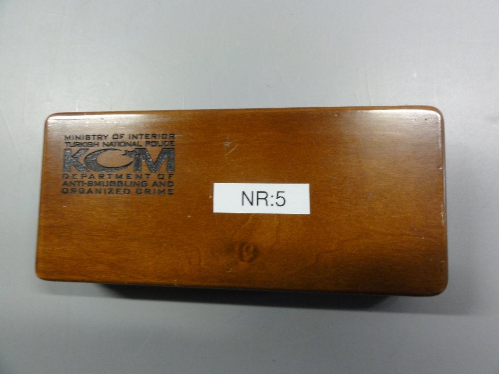 HOUTEN PENNENSET MET RECLAME NR. 5, Verzamelen, Overige merken, Pennenset, Ophalen of Verzenden, Met reclame