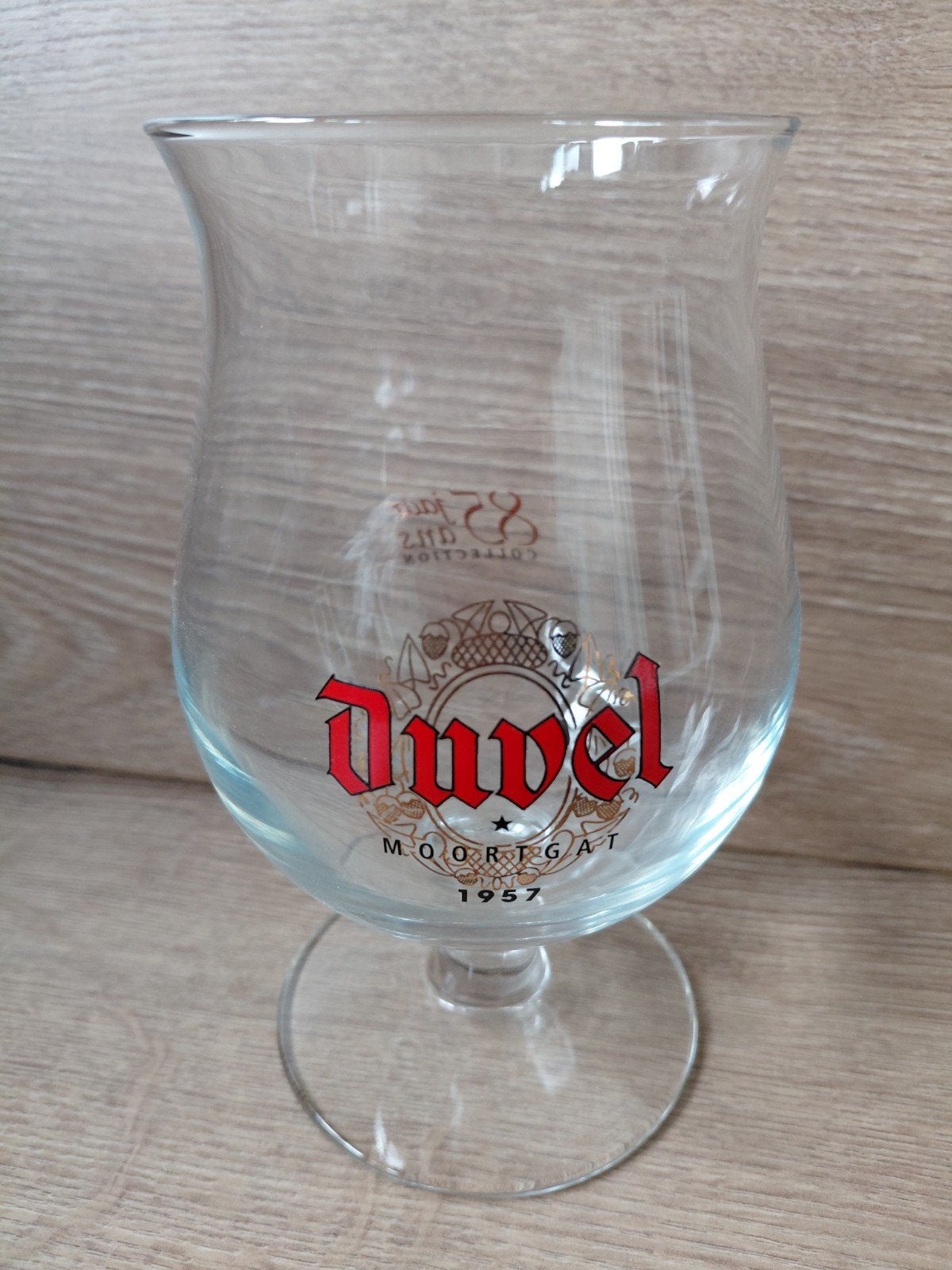 Duvel bierglas. Moortgat 1957, Ophalen of Verzenden, Gebruikt, Glas of Glazen, Duvel