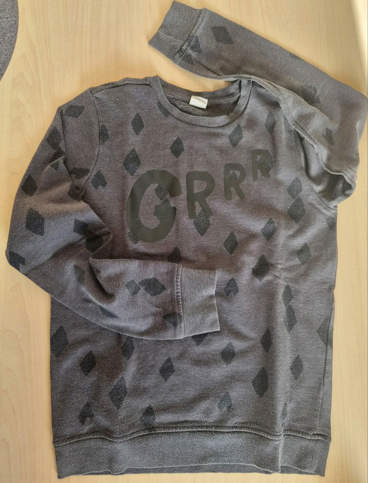Mooie grijze sweater met patroon - Maat 158/164, Gebruikt, Jongen of Meisje, Trui of Vest, Ophalen of Verzenden