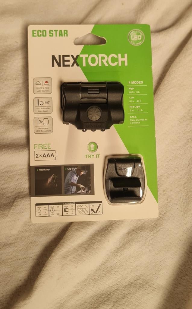 Hoofdlamp.  Nextorch. Nieuw., Ophalen of Verzenden, Nieuw, Batterij