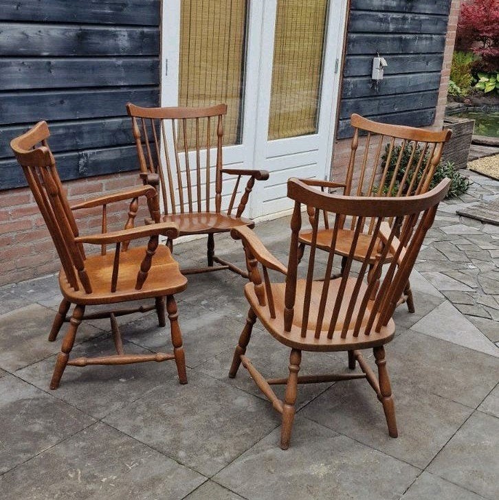 Set van 4 vintage eiken Windsor stoelen, Ophalen
