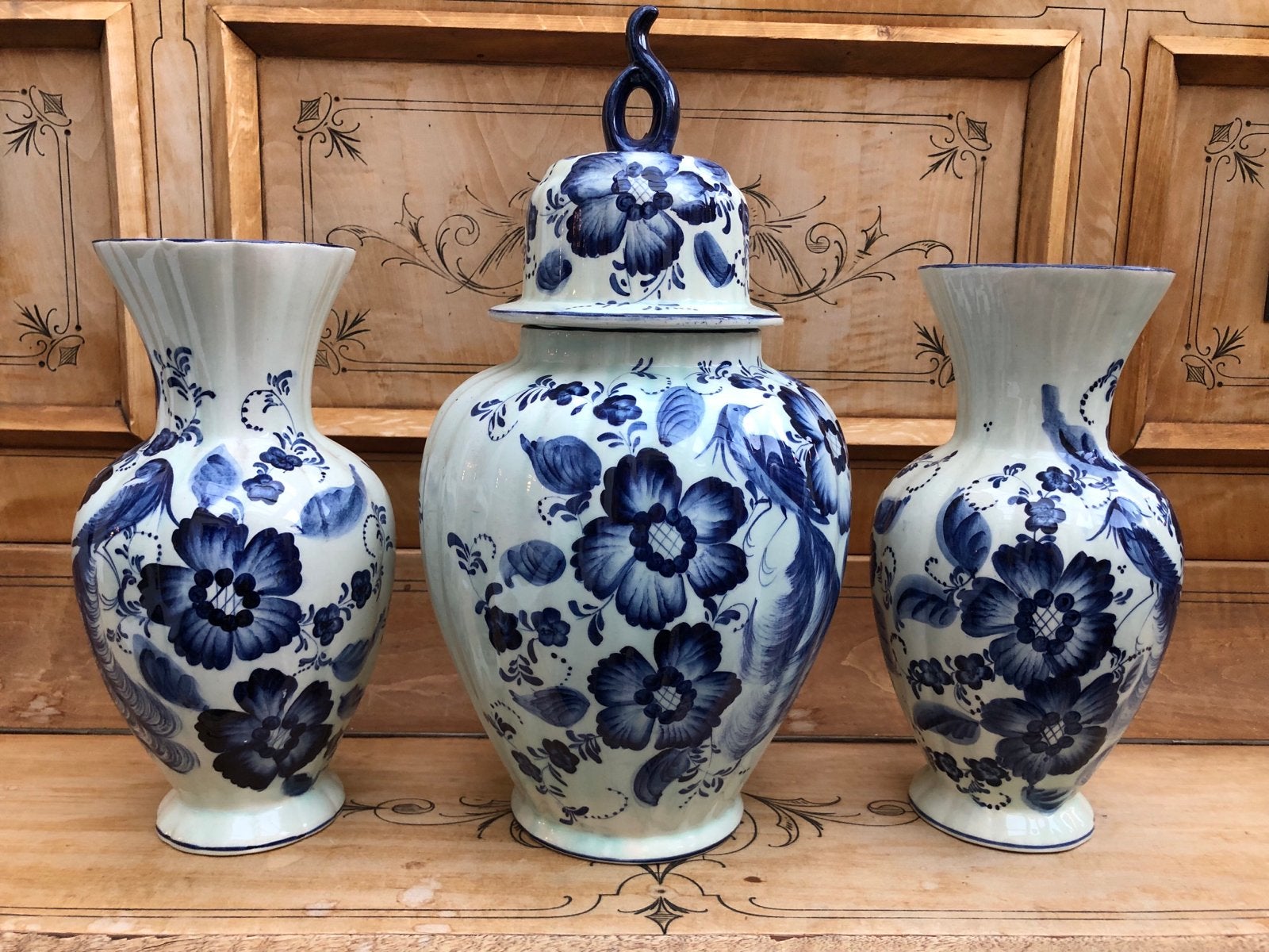 Delfts Blauw Vaas en Pot Set - Handgeschilderd, Ophalen