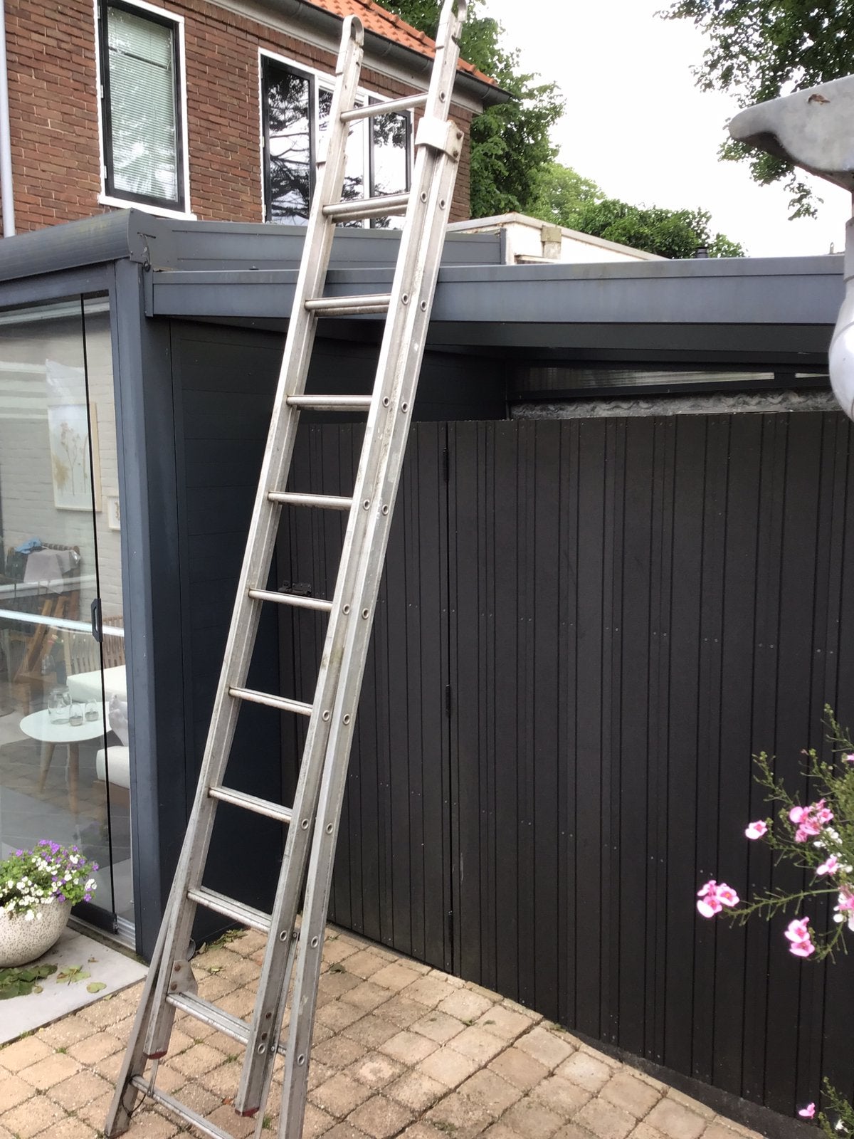 Steekladder reform 2x10 treden 4.60, Ophalen, Gebruikt, Ladder, Opvouwbaar of Inschuifbaar