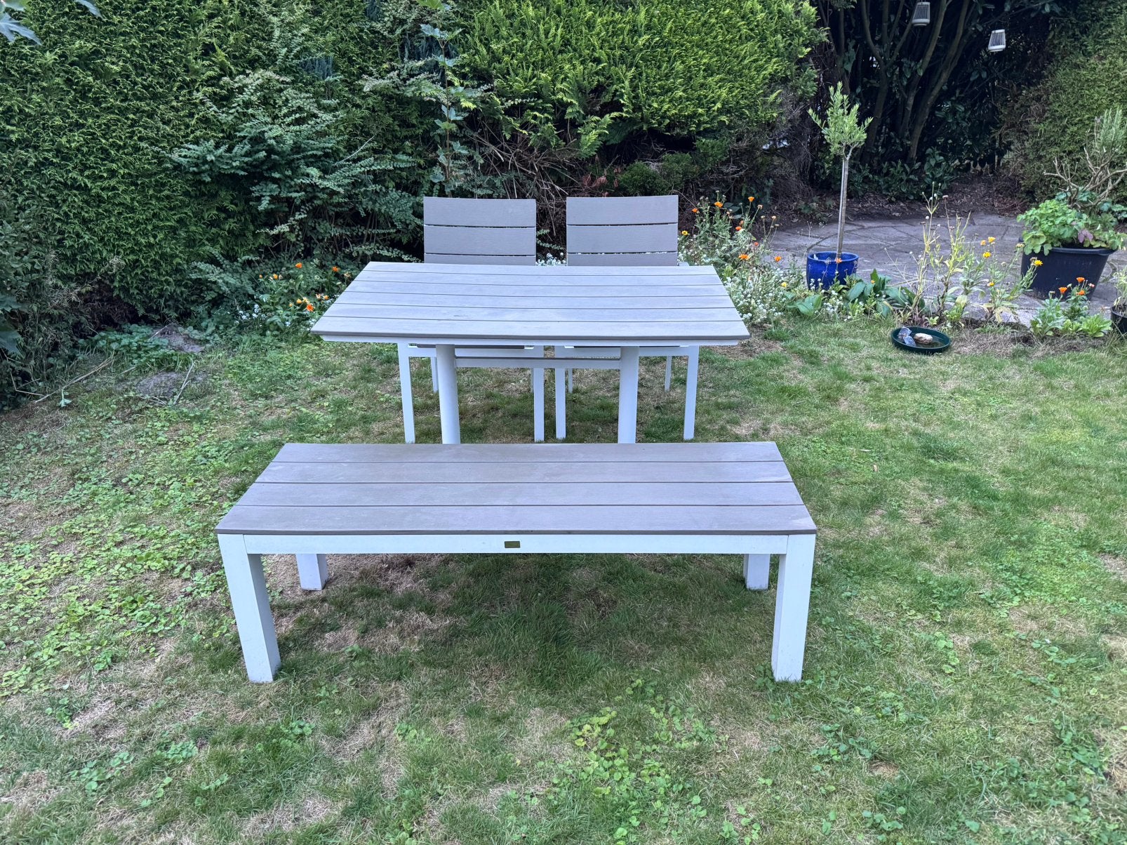 Bellagio tuinset 4-persoons-tafel, bank + 2 stoelen, Ophalen, 4 zitplaatsen, Gebruikt, Aluminium
