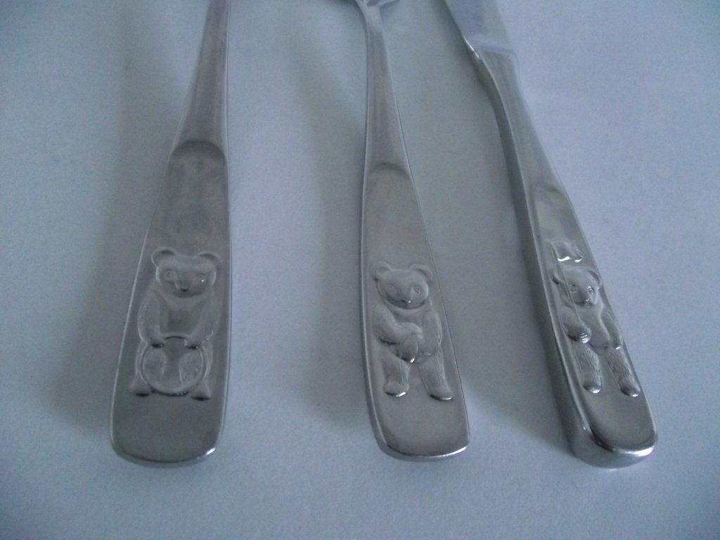 3x vintage RVS kinderbestek BEER divers spelen WMF 1970 p s, Antiek en Kunst, Ophalen of Verzenden