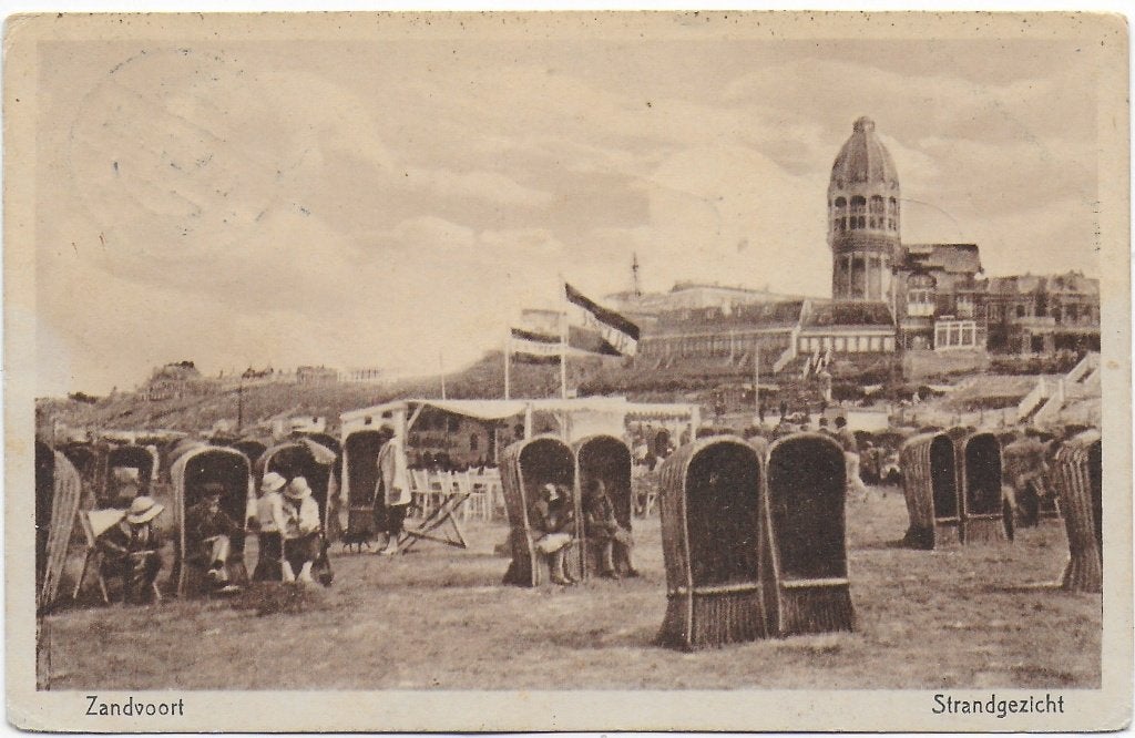 Zandvoort Strandgezicht Oude Gelopen Ansichtkaart ( B5466 ), Ophalen of Verzenden, 1940 tot 1960, Gelopen, Noord-Holland