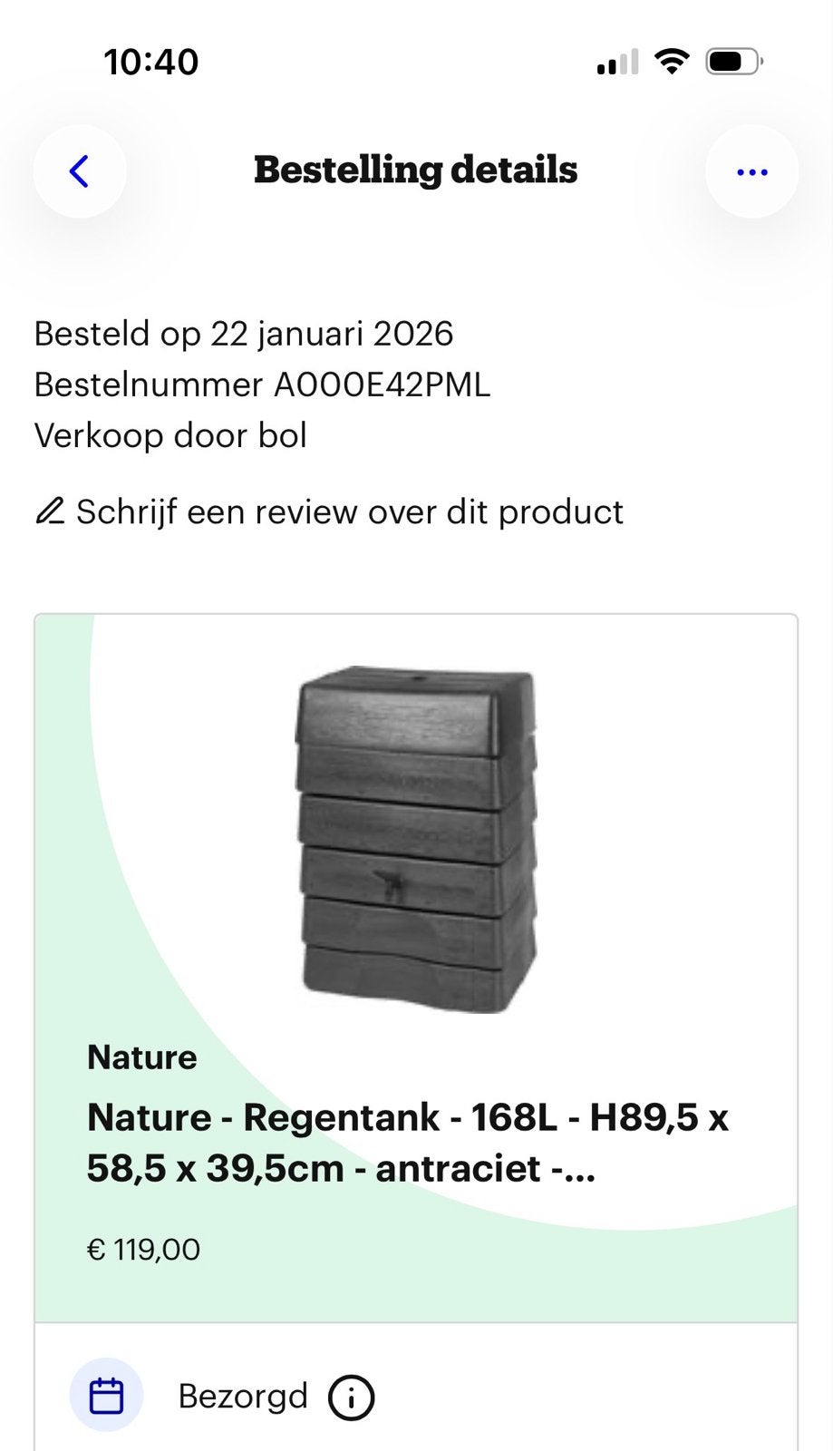Nature Regentank - 168L - Antraciet, Tuin en Terras, Regentonnen, 150 liter of meer, Ophalen, Nieuw, Kunststof