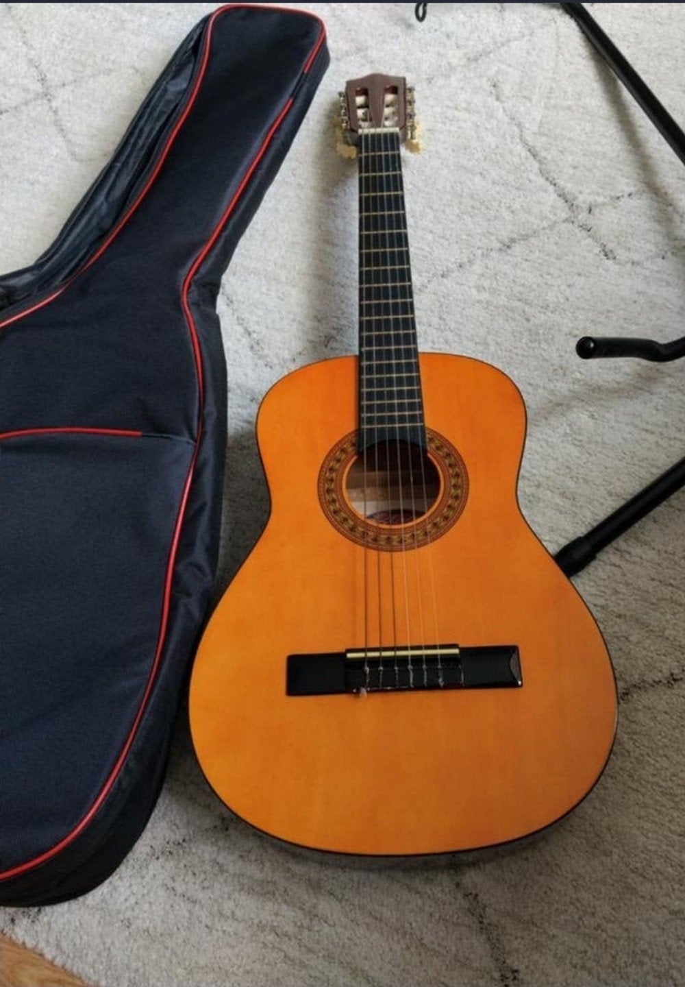 Stagg kindergitaar met hoes en standaard, Ophalen, Gebruikt, Klassieke of Spaanse gitaar, Met koffer