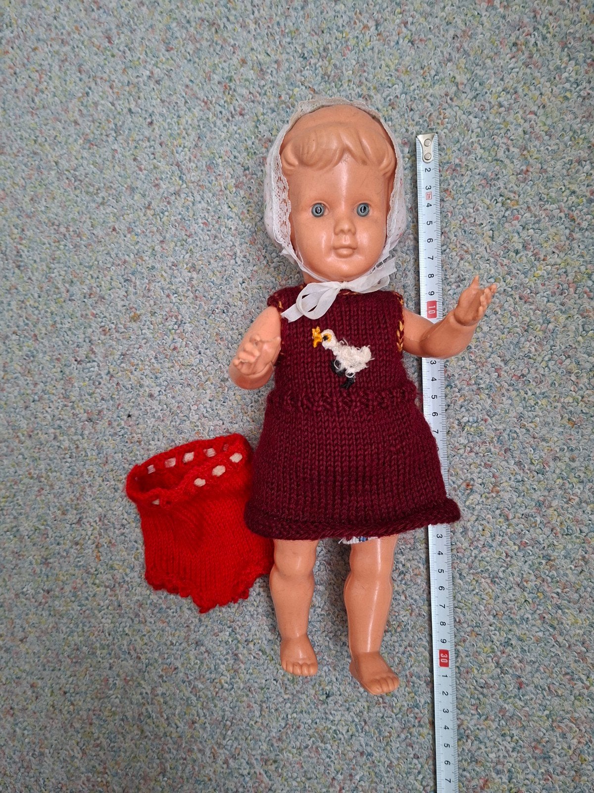 Vintage popje+ gebreide jurk + onderbroek., Ophalen of Verzenden, Gebruikt, Popje