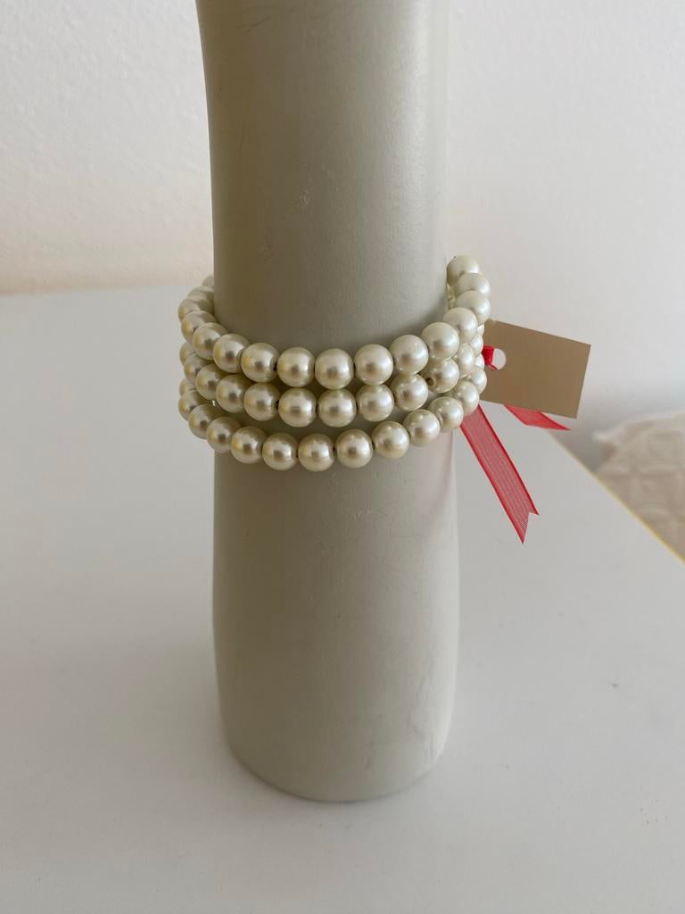 Elegante Spiraal Armband met Parels - Nieuw, Overige materialen, Wit, Nieuw, Ophalen of Verzenden