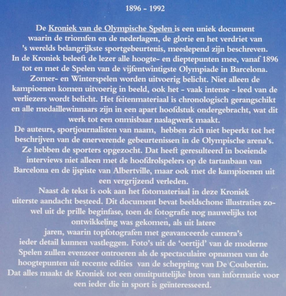 Kroniek van de Olympische Spelen (1992), Boeken, Verzenden, Zo goed als nieuw