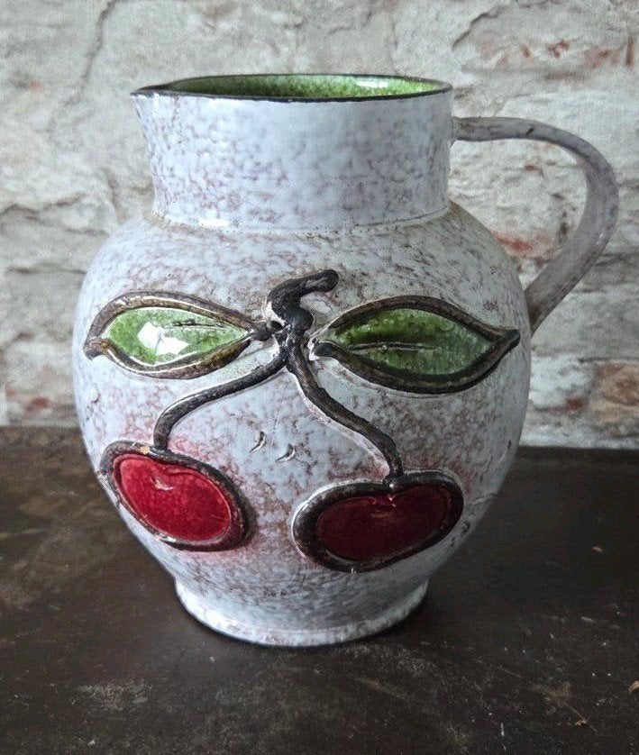 Vintage waterkan met Kersenmotief, Ophalen of Verzenden