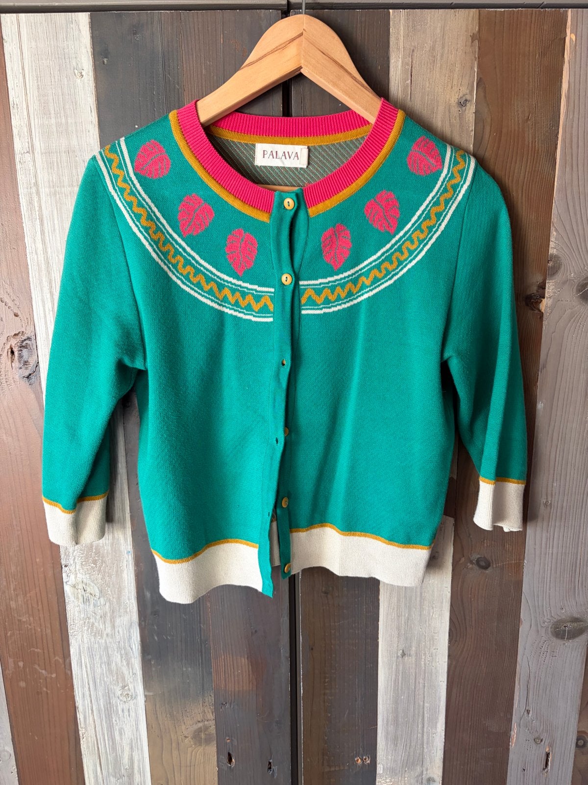 Palava vestje M - Groen met Roze Bladeren, Ophalen of Verzenden, Zo goed als nieuw, Maat 38/40 (M), Groen
