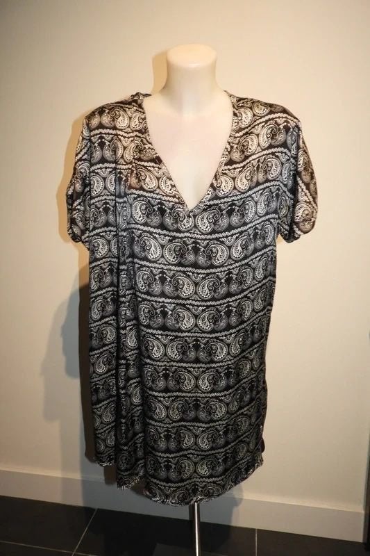Balmain zijden tuniek mini jurk zwart wit paisley Als Nieuw