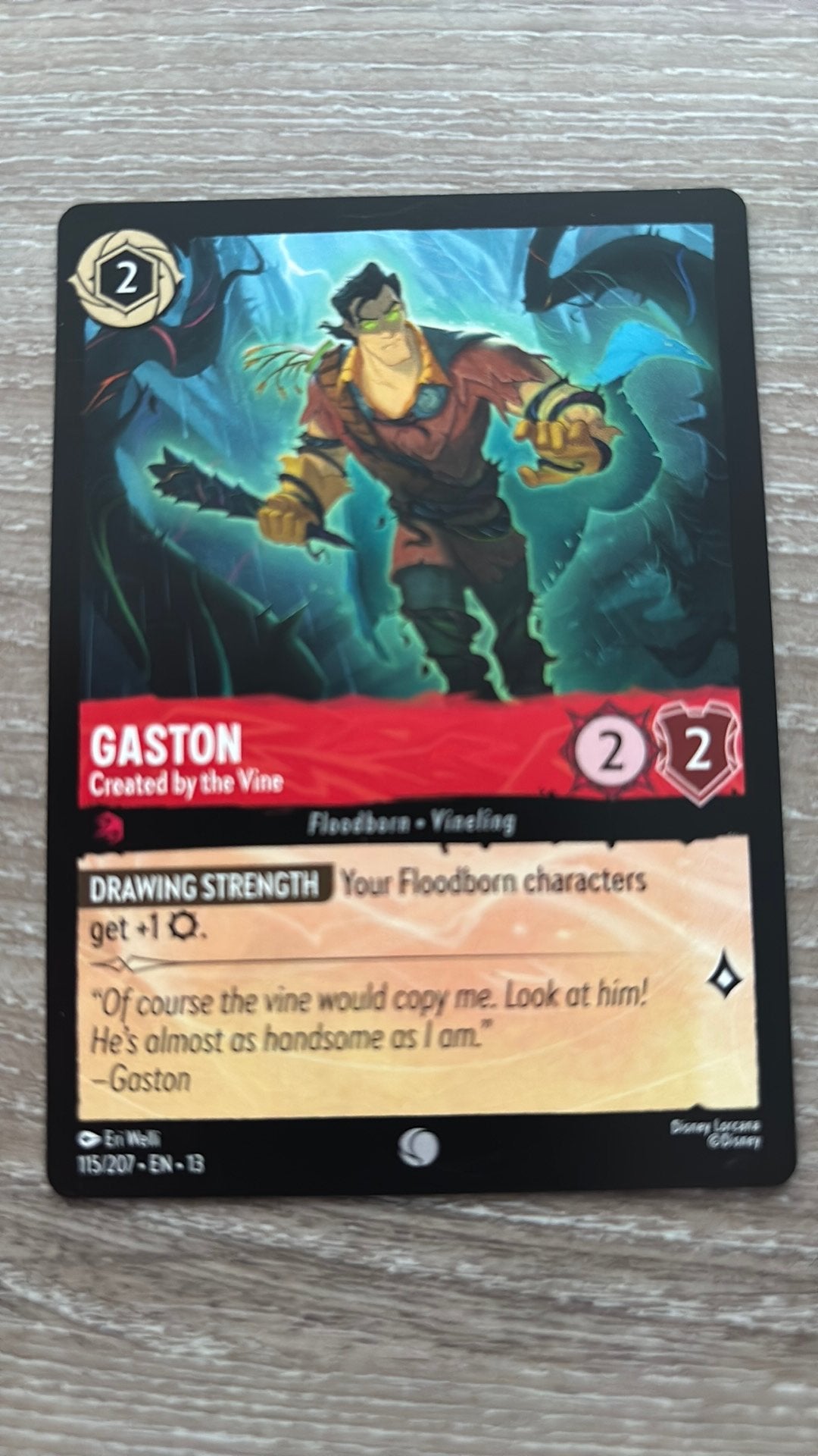 Disney Lorcana Gaston created by vine 115-207 13ATV nonfoil, Ophalen of Verzenden, Zo goed als nieuw
