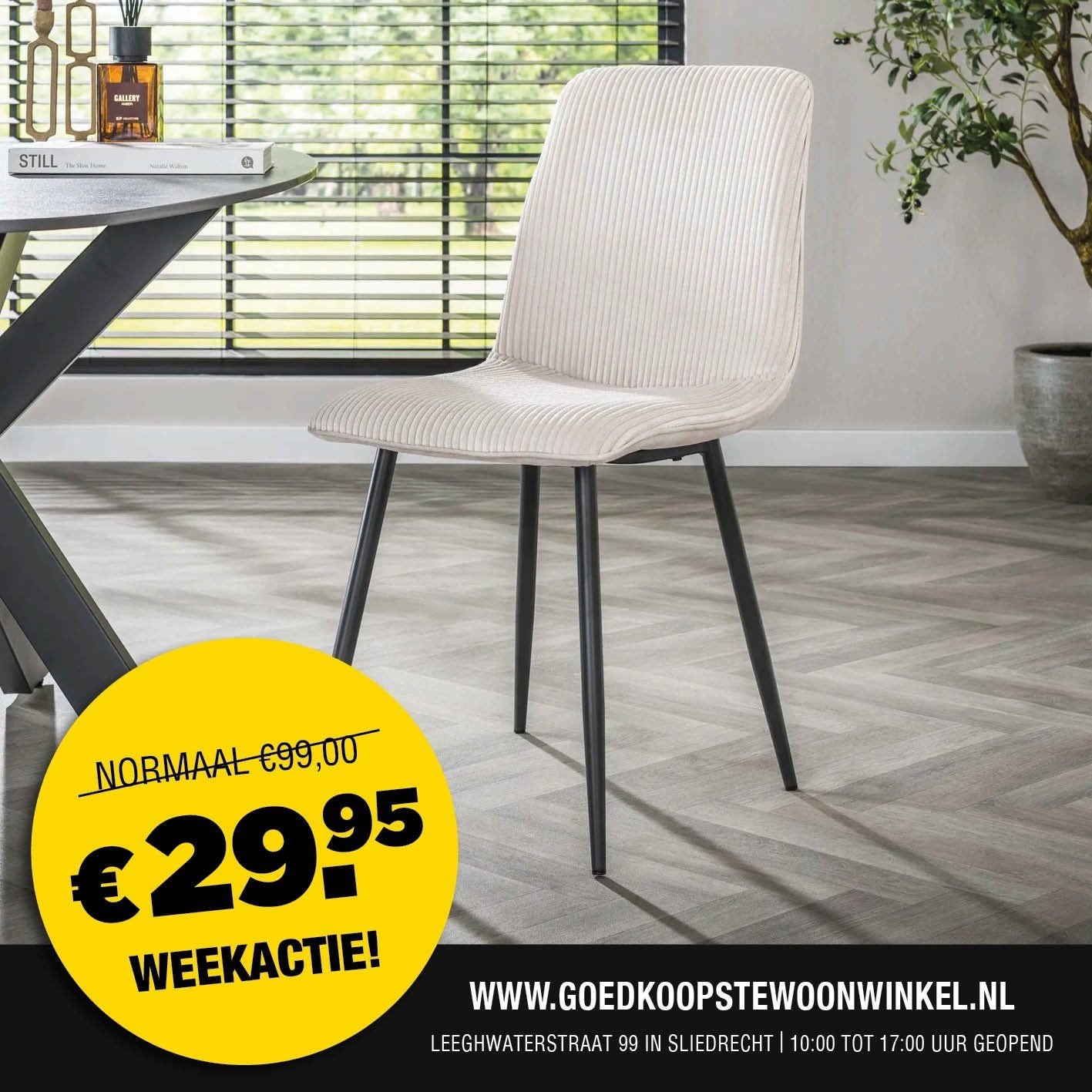 Eetkamerstoel - Van €129 nu voor €29,95! Op voorraad!, Huis en Inrichting, Stoelen, Ophalen, Overige kleuren, Nieuw, Stof