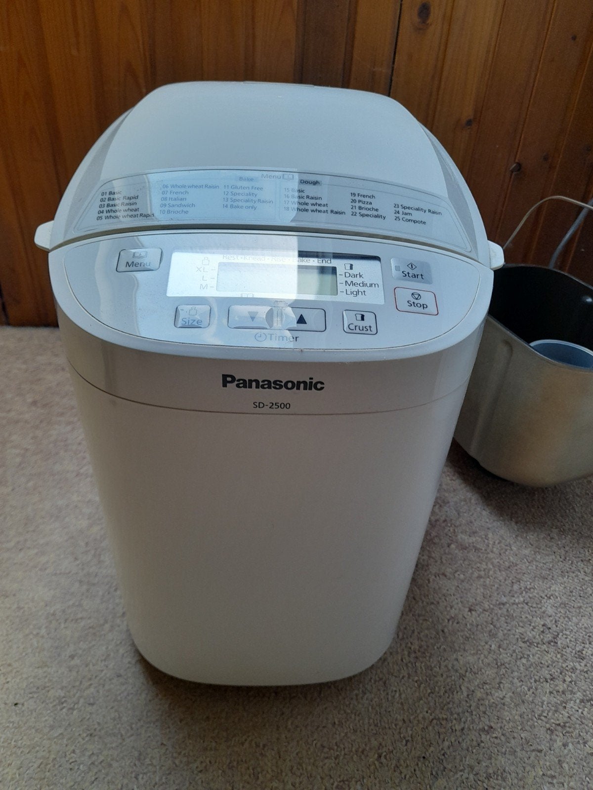 Panasonic SD-2500 Broodbakmachine, Met timer, Gebruikt, Kijkvenster, 800 tot 1200 gram deeg
