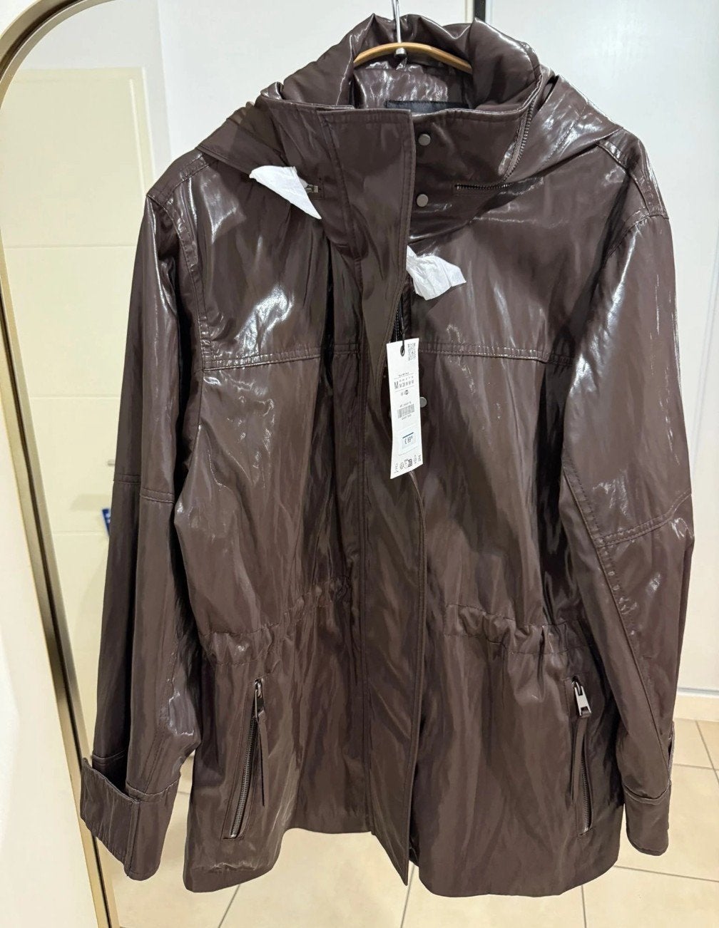 Zara nieuwe glans lak jas bruin maat M 38 regenjas parka, Ophalen of Verzenden, Nieuw, Regenjas, Dames