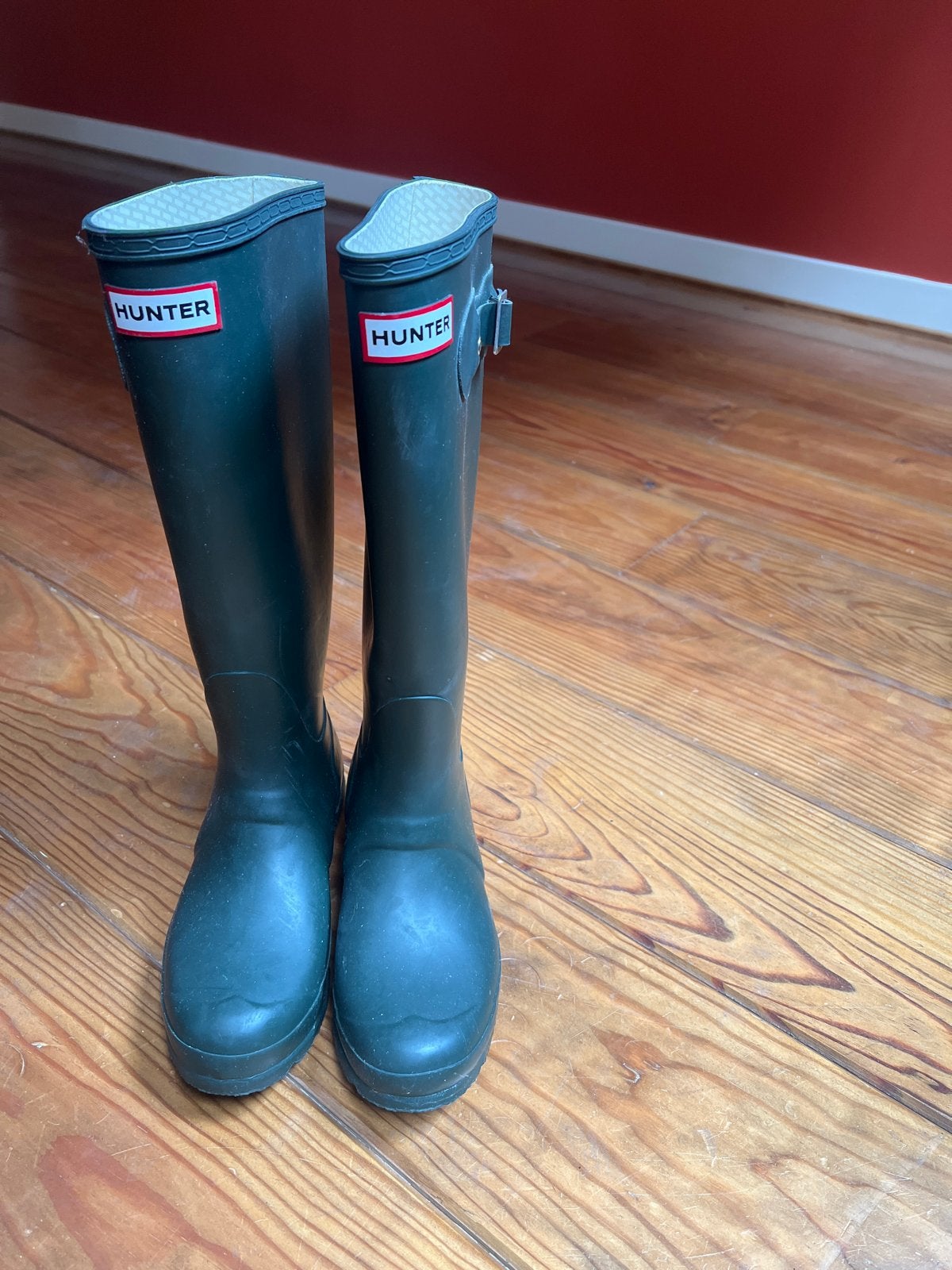 Hunter Original Tall Regenlaarzen - Donkergroen, Kleding | Dames, Schoenen, Ophalen of Verzenden, Groen, Regenlaarzen, Zo goed als nieuw