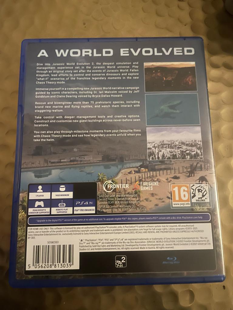 PS4 Jurassic World Evolution 2, Spelcomputers en Games, Games | Sony PlayStation 4, 1 speler, Ophalen of Verzenden, Zo goed als nieuw