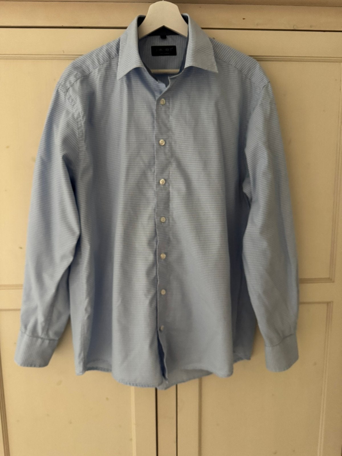 Blauw heren overhemd John Cabot, maat L, Blauw, Ophalen of Verzenden, Zo goed als nieuw, Halswijdte 41/42 (L)
