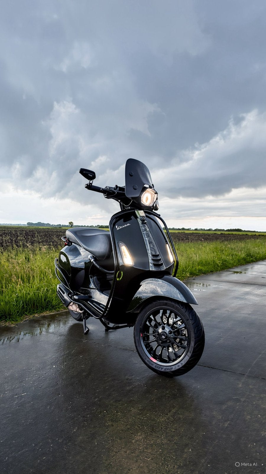Full Black Vespa Sprint 50cc - Geel kenteken - 2020 - 19dkm, Fietsen en Brommers, Scooters | Vespa, Maximaal 45 km/u, Vespa S