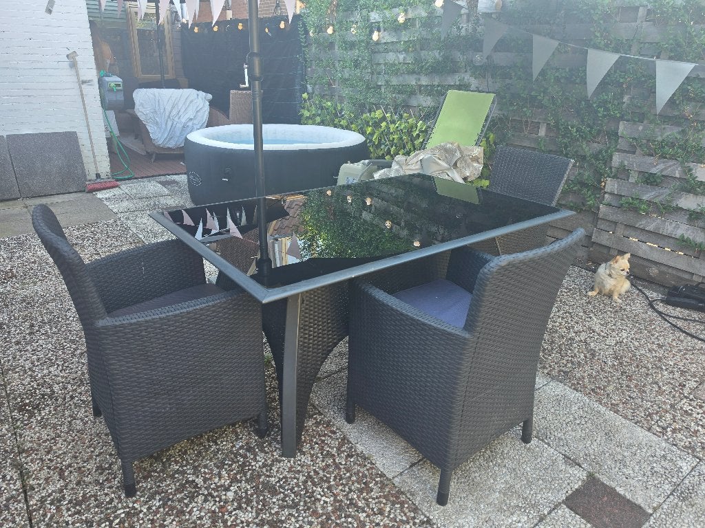 Tuintafel, Tuin en Terras, Tuintafels, Ophalen of Verzenden, Gebruikt, Vierkant, Overige materialen