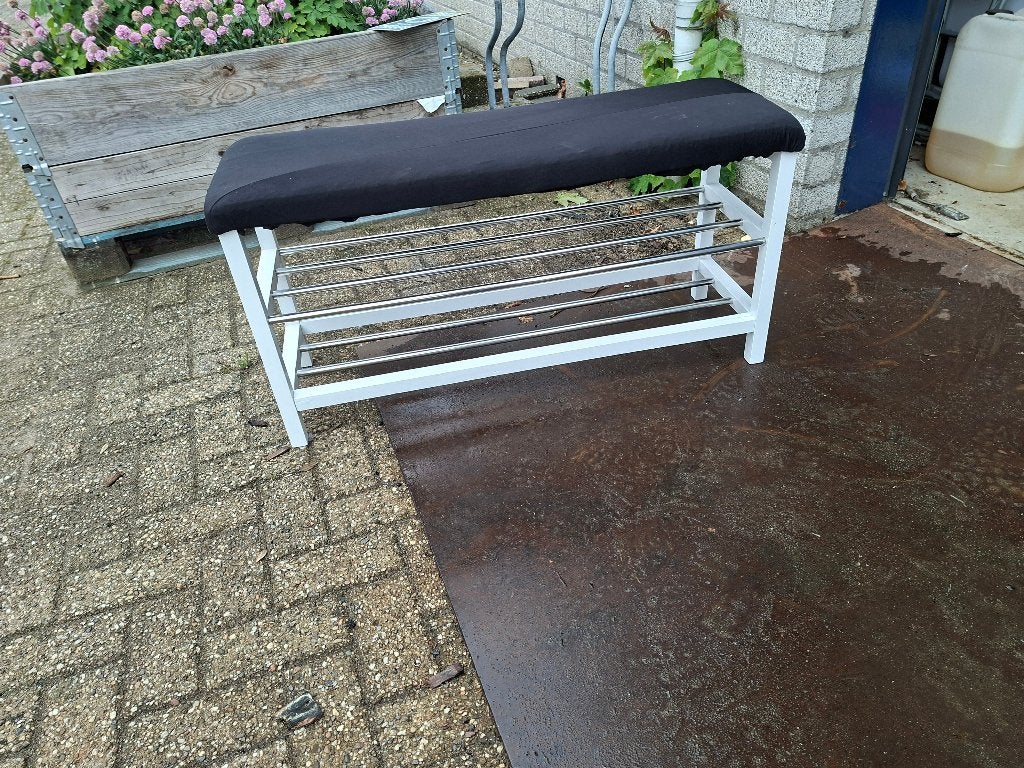 schoenenrek met bankje en 2 lagen schoenen opbergen, Ophalen, Zo goed als nieuw
