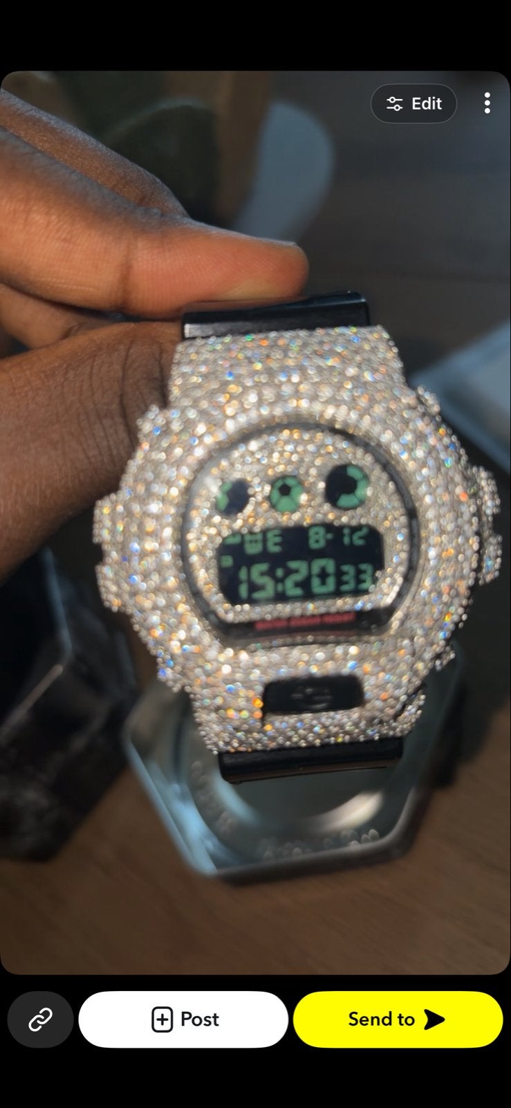 G-Shock DW-6900 Moissanite Custom - Zeer nette staat, Polshorloge, Kunststof, Ophalen of Verzenden, Zo goed als nieuw