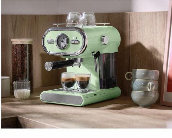 SILVERCREST Piston Koffiemachine 15 bar - Mint, Stoompijpje, Espresso apparaat, Nieuw, Gemalen koffie